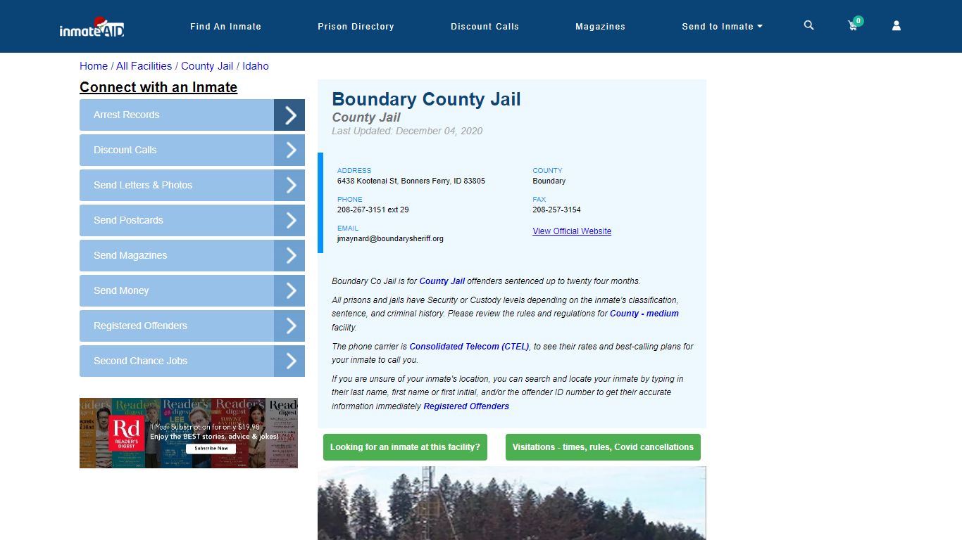 Boundary County Jail - Inmate Locator - Bonners Ferry, ID