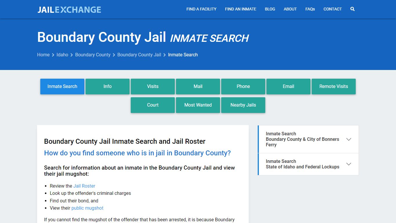 Inmate Search: Roster & Mugshots - Boundary County Jail, ID